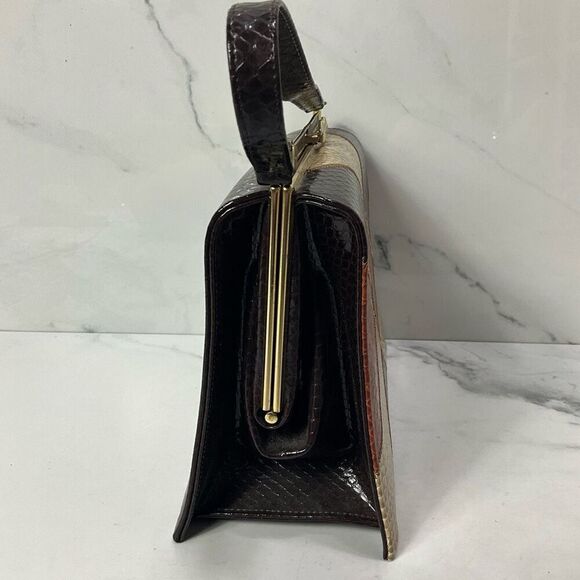 VINTAGE 60’s Leather Faux Snakeskin An Air Step Handbag - Picture 4 of 8